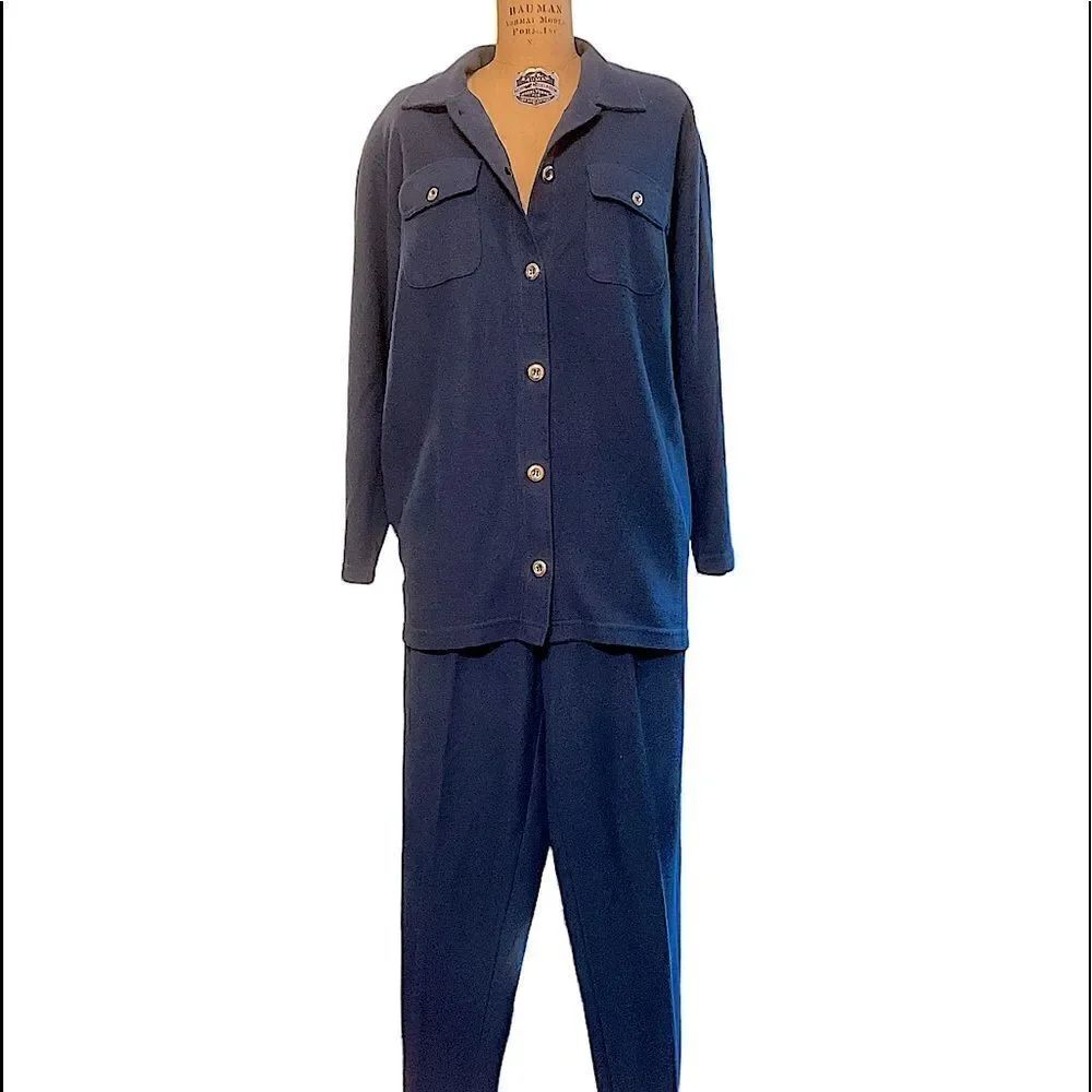 Blue Casual Pant Suit 